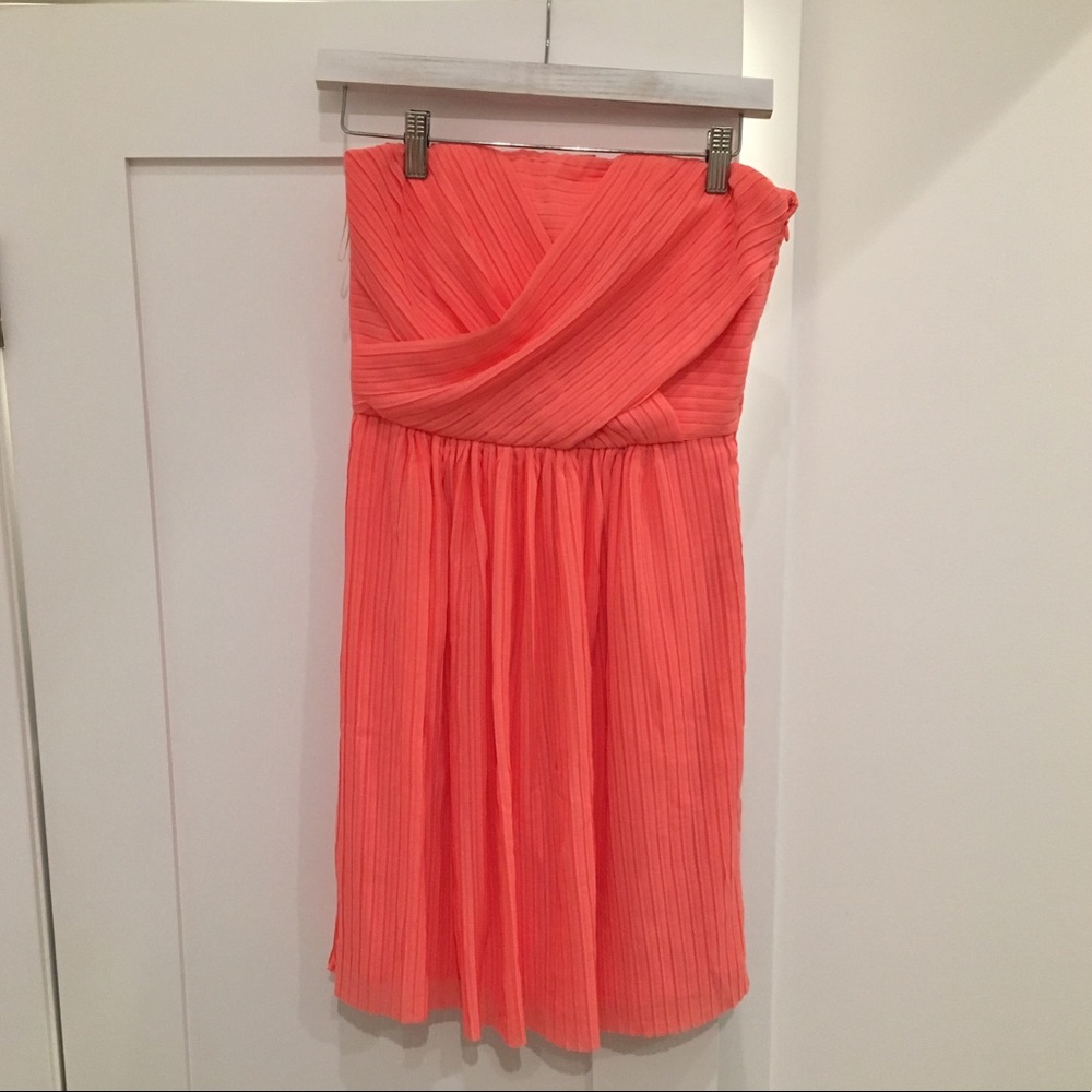 Coral Rachel Roy Strapless Chiffon Dress